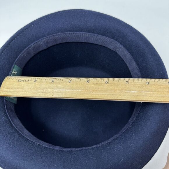 Vintage J. Crew Wool Hat Women’s Fedora Navy Blue One Size Minimalist 90s Y2K - Picture 6 of 6